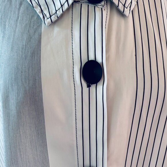 Bodil Midi Dress / Top Cream + Black Pockets Cotton OS Pleats Buttons Designer - Picture 14 of 15